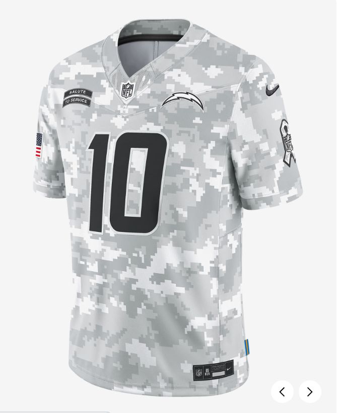 Women Los Angeles Chargers #10 Justin Herbert Salute to Service 2024 NFL Nike jersey